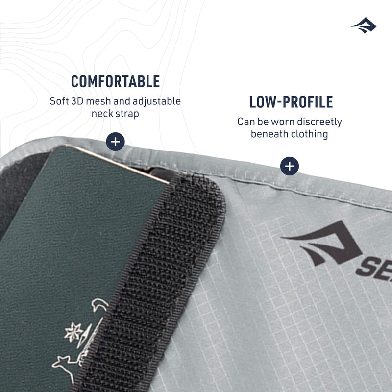Sea to Summit Travelling Light Neck Pouch RFID, Large | RFID-protected travel neck pouch keeps money, passport, and tickets safe but accessible in durable Ultra-Sil nylon