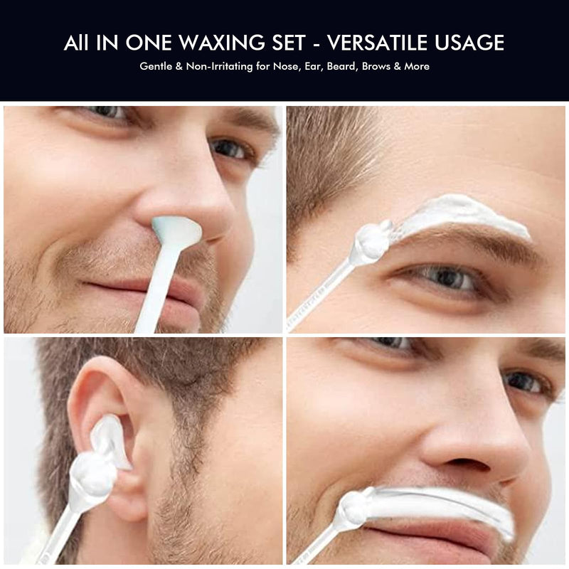 [Australia] - Nose Waxing Kit for Women & Men - Mini Portable Wax Warmer for Nose/Ear/Eyebrow/Beard/Lip Fuzz Hair Removal with 50g Hard Wax Beans, 10 Applicators & 5 Nose Hair Sticks &1 Silicone Pot - 5V USB Kit-Circular 