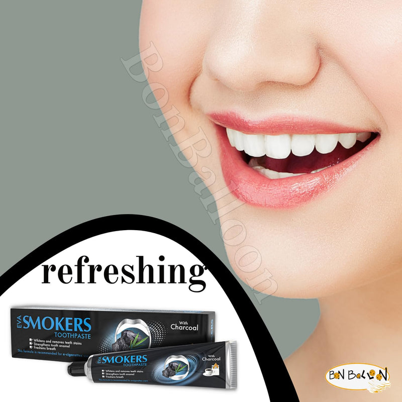 [Australia] - Eva Smokers Charcoal Toothpaste Powerful Stain Remover That Helps You to Get Rid You of Coffee Teeth Halal (1 Pack = 1.76 oz / 50 gm) 