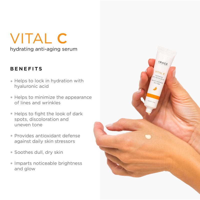 IMAGE Skincare VITAL HYDRATION 3-Step Vitamin C Skin Care Routine | Includes Hydrating Facial Cleanser, Anti-Aging Serum, and Repair Creme - with Hyaluronic Acid for Dry, Dull, Red-Prone Skin