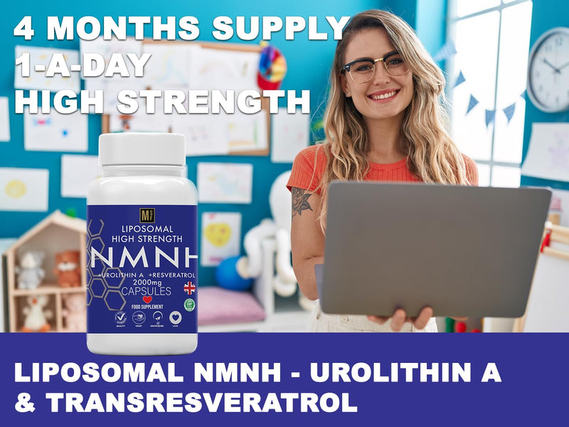 NMNH | 120 NAD+ Capsules | 2000mg 1-A-Day Tablet 4 Months Supply | NAD with Trans-Resveratrol & Urolithin A | Anti Ageing Liposomal Max Absorption | Vegan | No Fillers | UK Company