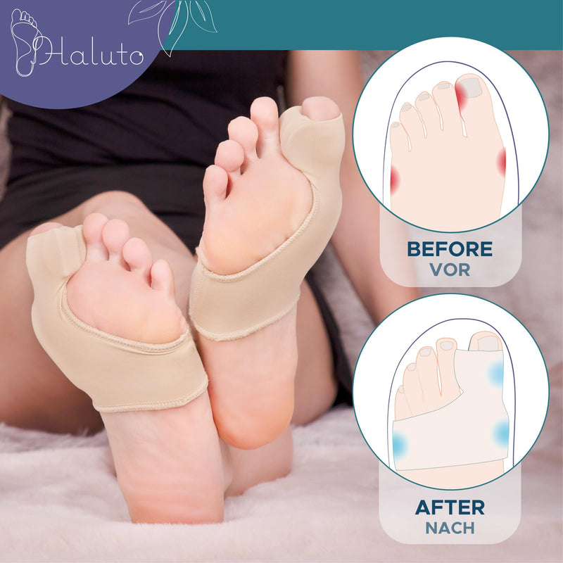 [Australia] - HALUTO Pack of 2 Hallux Valgus Correction Bandage - Toe Separator Hallux Valgus - Toe Separator Big Toe - Hallux Valgus Socks with Gel Protection Bandage with Wedge 