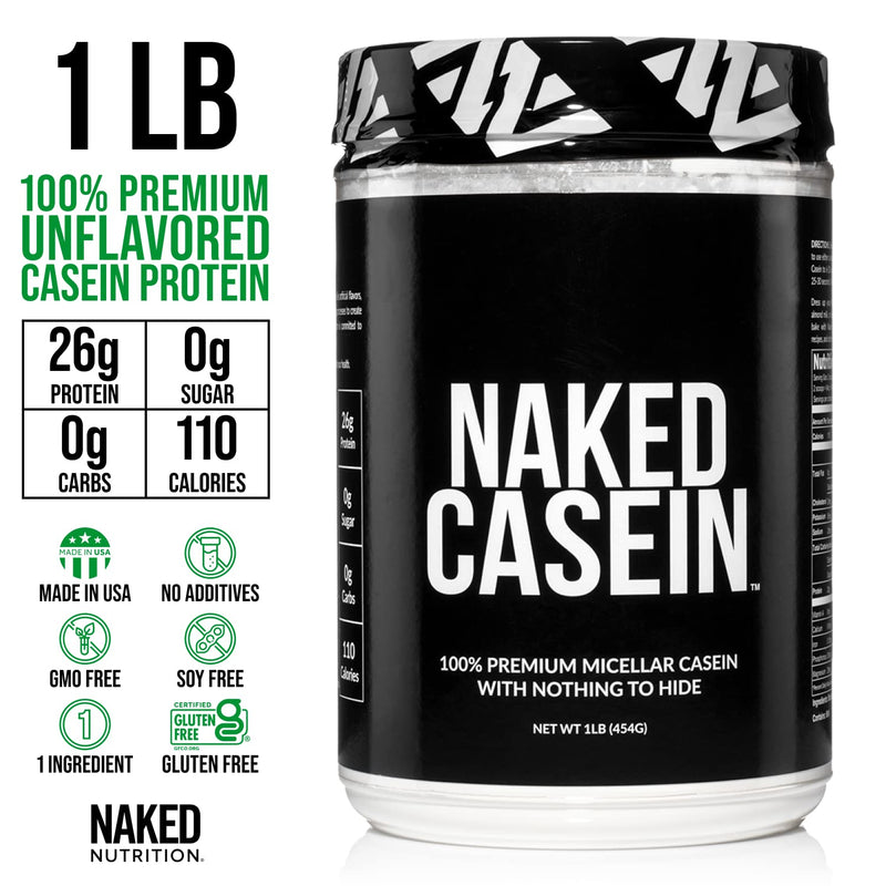 [Australia] - NAKED Casein - 1Lb Micellar Casein Protein - Bulk, Zero Carb, GMO-Free, Gluten Free, Soy Free, Preservative Free - Stimulate Muscle Growth - Enhance Recovery - 15 Servings Unflavored 1 Pound (Pack of 1) 