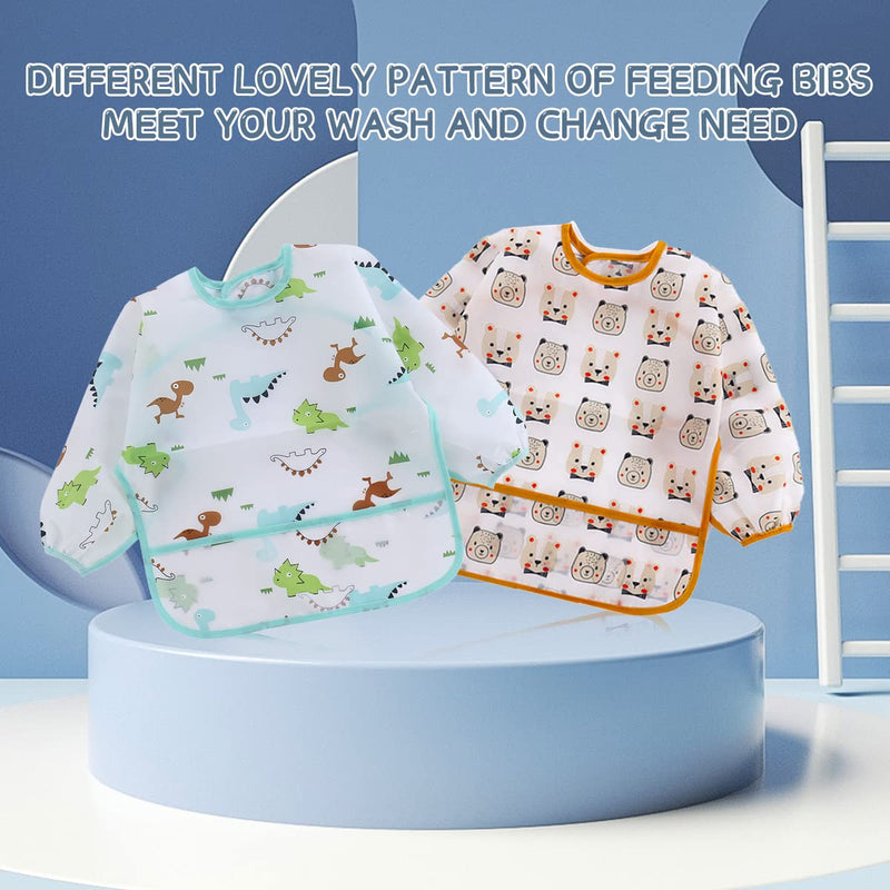 [Australia] - 5 Pcs Long Sleeved Baby Toddler Bibs Waterproof Sleeved Bib 3-24 Months 5pcs Set a 