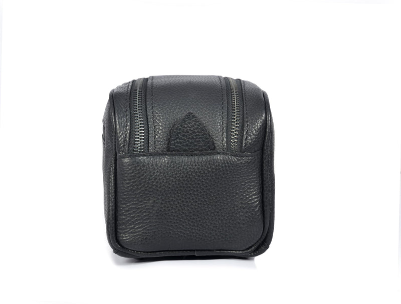 10" Premium Leather Toiletry Travel Pouch With Waterproof Lining | King-Size Handcrafted Vintage Dopp kit By Aaron Leather Goods (Jade Black) Jade Black
