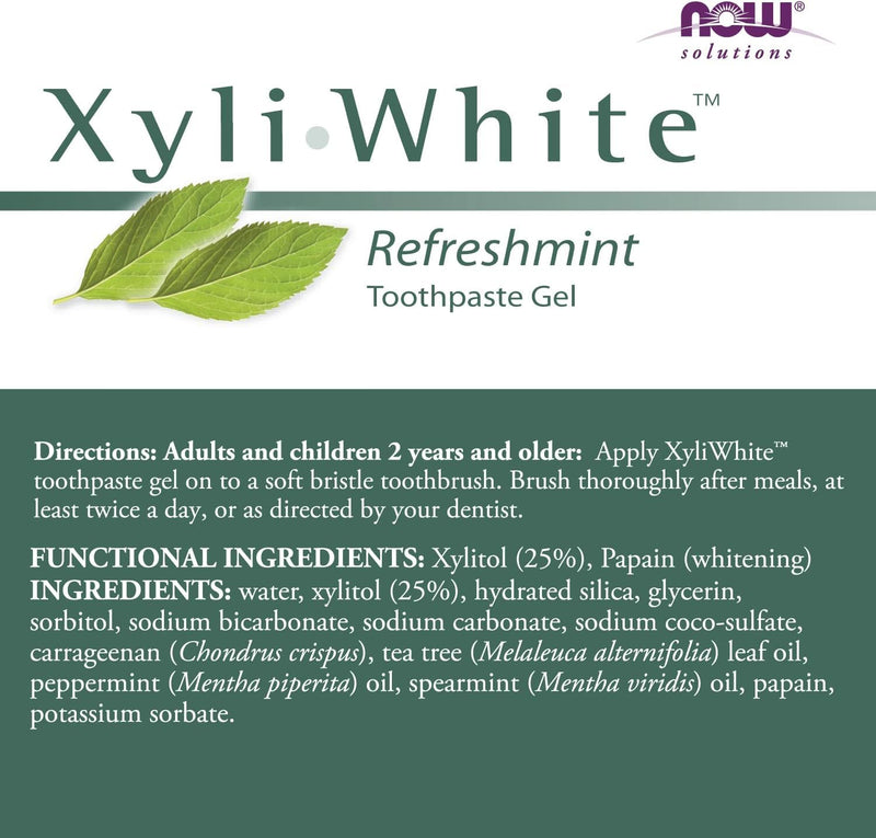 [Australia] - NOW Solutions, Xyliwhiteâ„¢ Toothpaste Gel, Refreshmint, Cleanses and Whitens, Fresh Taste, 6.4-Ounce (Pack of 4) 