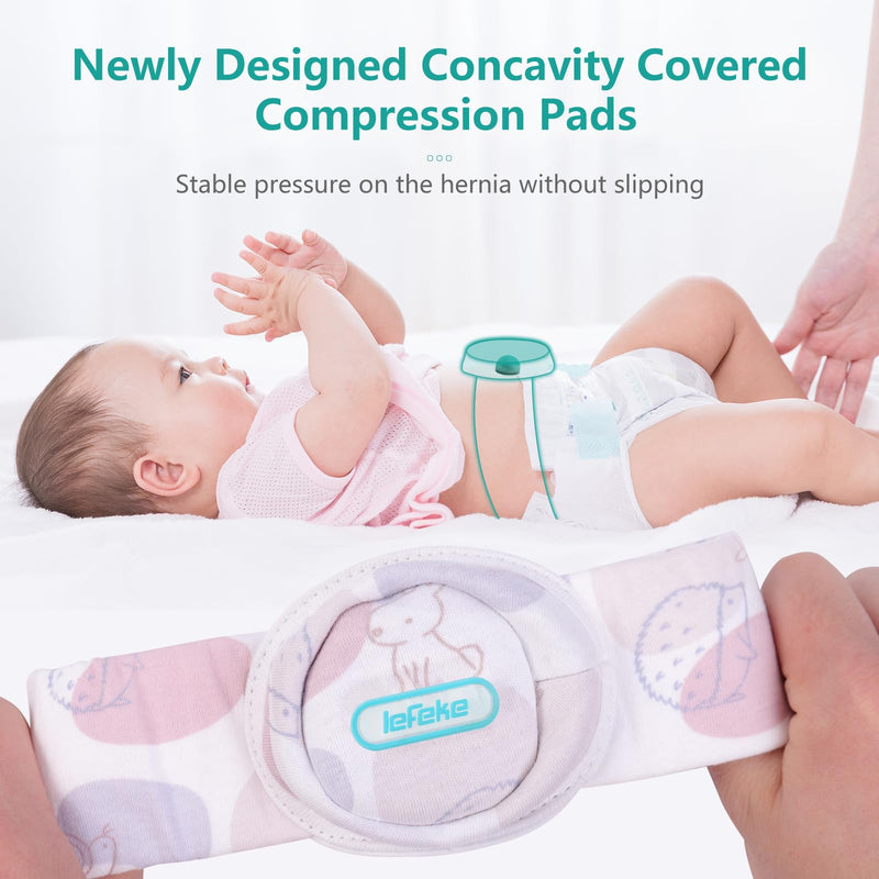 lefeke Umbilical Hernia Belt Baby Belly Button Band, Newborn Belly Wrap Truss, Infant Abdominal Binder for Children Kids, Adjustable Navel Belly Band Support Cord Concavity Pads Pattern-02(L) Large