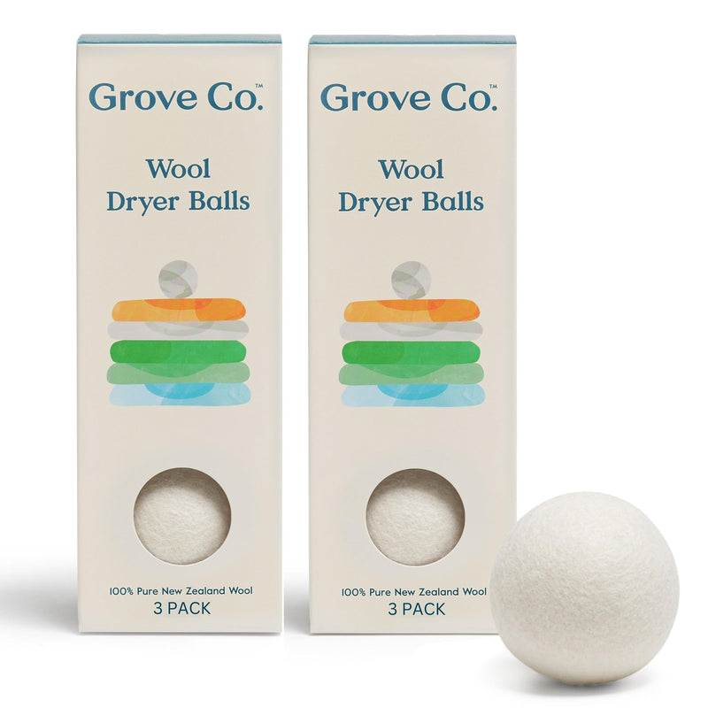 Grove Co. Wool Dryer Balls, Reusable Laundry Balls for Dryer, 100% New Zealand Wool, Reduce Drying Time, Wrinkles & Static, Sustainably Designed Laundry Essentials, Hypoallergenic, Unscented, 3 Pack