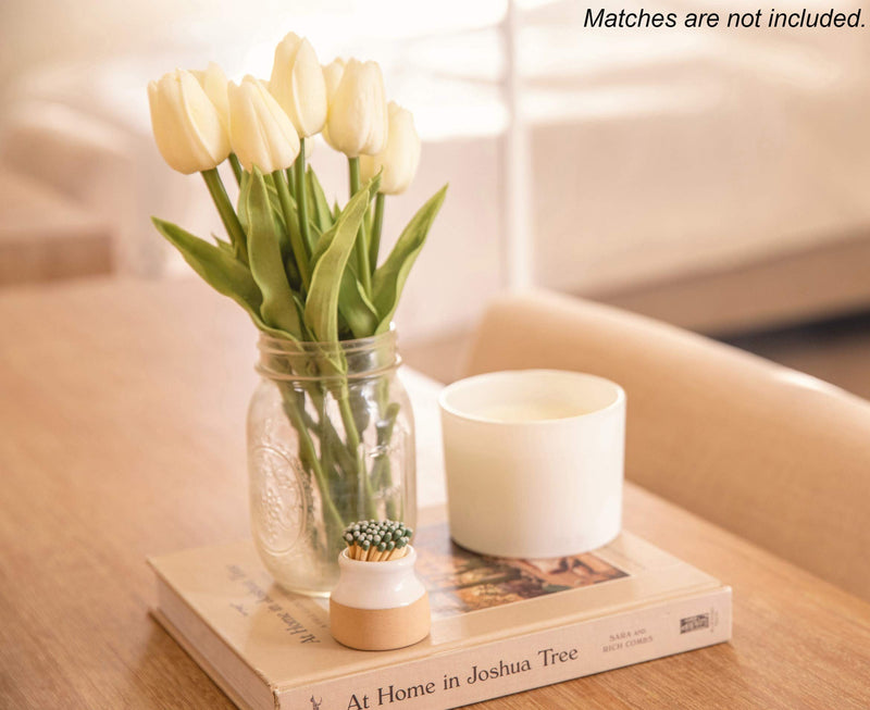 [Australia] - Demi's Home Match Striker - Set of 2 - White - (Matches Not Included) - Ceramic Match Holder with Striker 