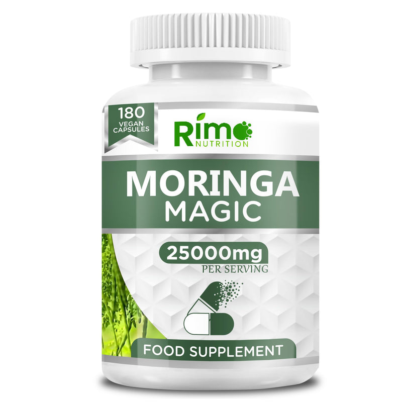 Rosabella Moringa 6-Month Supply | 180 High-Strength Rosabella Moringa Capsules 25000 mg Equivalent Pure Potent Leaf Extract – Vegan, Non-GMO, Gluten-Free, No Additives – Lab-Tested