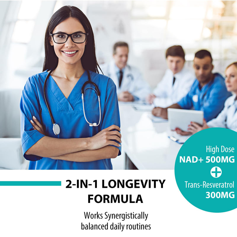 Liposomal NAD+ & Trans-Resveratrol 800mg – 60 Softgels | High Strength 2-in-1 Formula with NAD+ 500mg & Resveratrol 300mg | Non-GMO (60 Count (Pack of 1)) 60 count (Pack of 1)