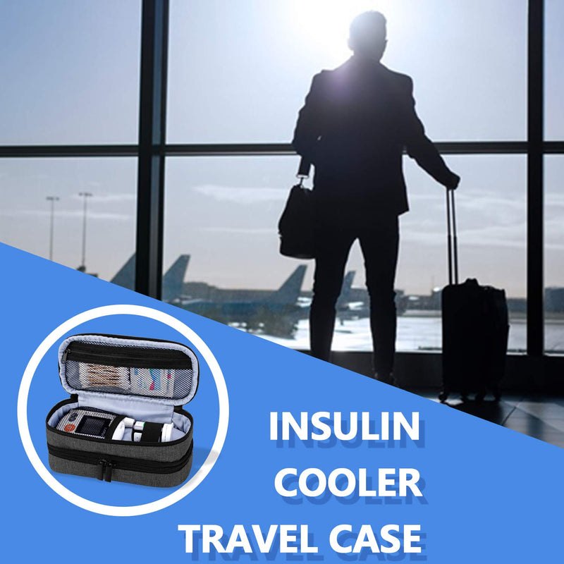 [Australia] - Yarwo Cooler Bag for Insulin, Diabetes Accessories Bag, Diabetic Bag for Diabetes Syringes, Insulin Injection Storage Bag with 2 Ice Packs, Medium, Black M 