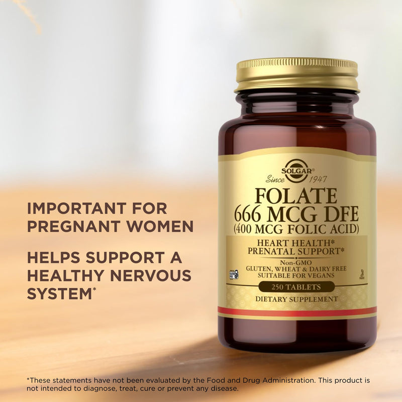 Solgar Folic Acid Tablets, 400 mcg, 250 Count 250 Count (Pack of 1)