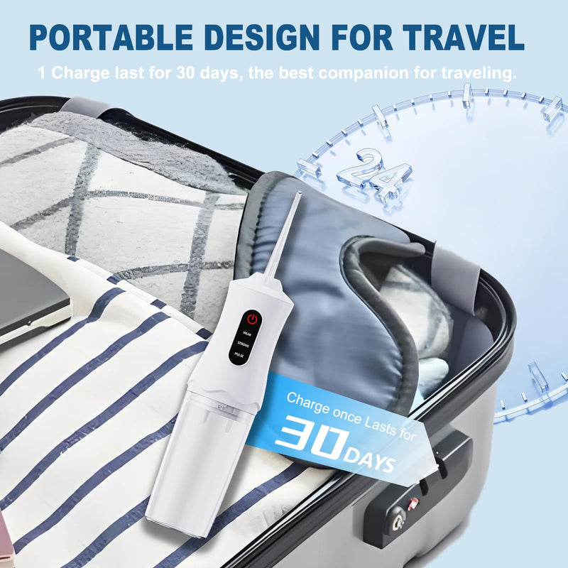 [Australia] - Water Dental Flosser Cordless for Teeth Cleaning and Flossing Portable Electric Water Floss Irrigator Oral Water Flossed Rechargeable Tonsil Stone Adults Kids Braces Home Office Travel White 