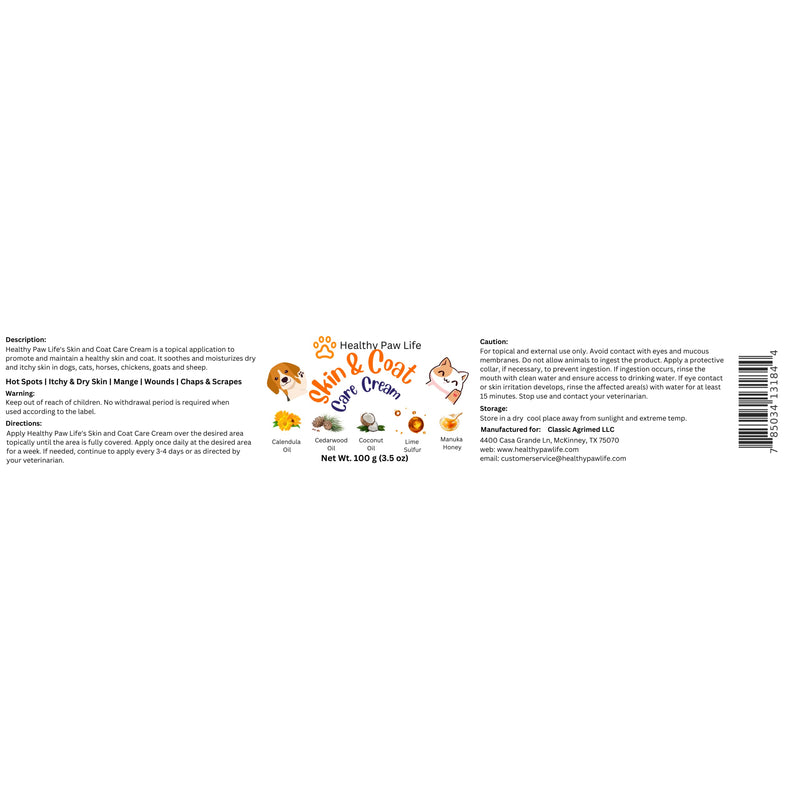 Skin and Coat Care Ointment for Pets - Itchy or Dry Skin, Wounds, Hot Spots – Calendula Oil, Manuka Honey, Lime Sulfur, Cedarwood Oil, Coconut Oil – Dogs, Cats, Puppies, Kittens - PawsPlanet Australia