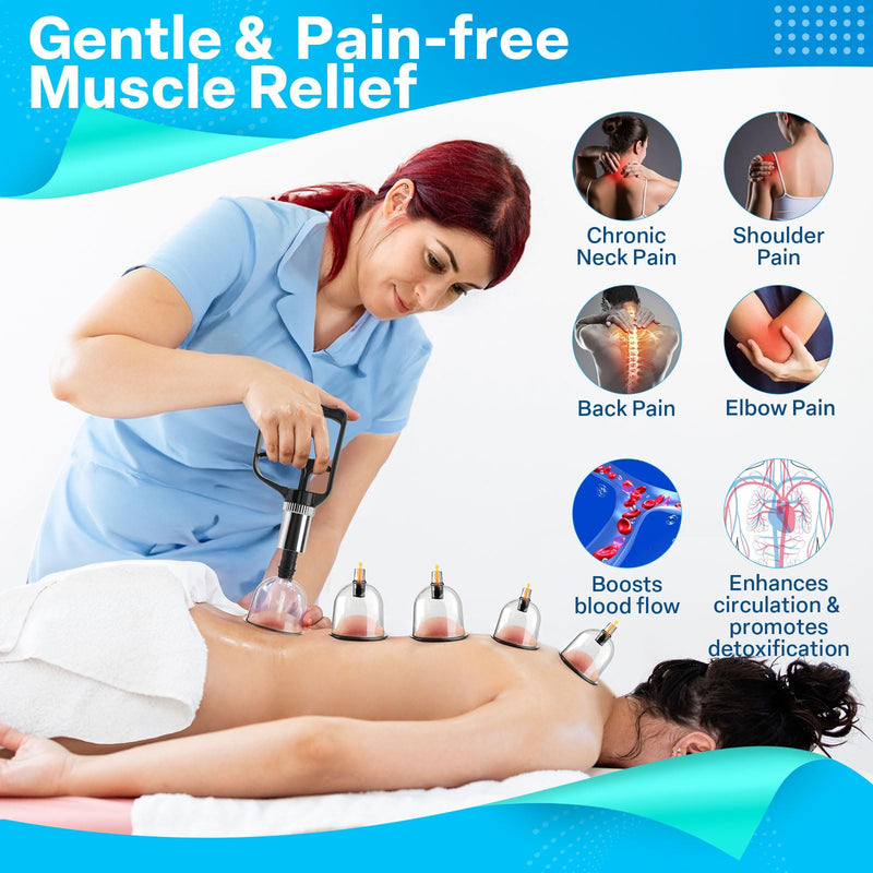 [Australia] - Cupping Kit for Massage Therapy, Silicone Physical Chinese Therapy Cupping Set at Home, Professional Muscle Cupping Tool with Pump & Vacuum Cups for Cellulite Reduction 12 Cups+6 Magnets+1 Extension Tube+1 Hand Pump 