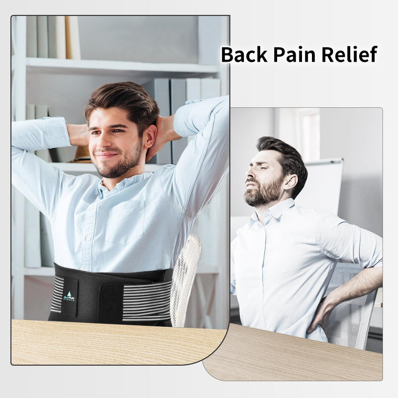 AllyFlex Sports® Back Brace Lower Back Pain Relief - Back Brace for Women and Men Under Clothes Lower Lumbar Support to Improve Posture - L Large (Pack of 1)