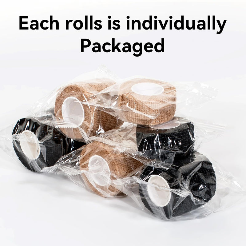 [Australia] - Self Adhesive Bandage Wrap,Bandage Tape,Medical Tape,Vet Tape,Athletic Tape Gauze,for First Aid,Sports, Wrist, Ankle (16pcs Beige, 1inch*5Yards) Skin Color 1inch*16rolls 