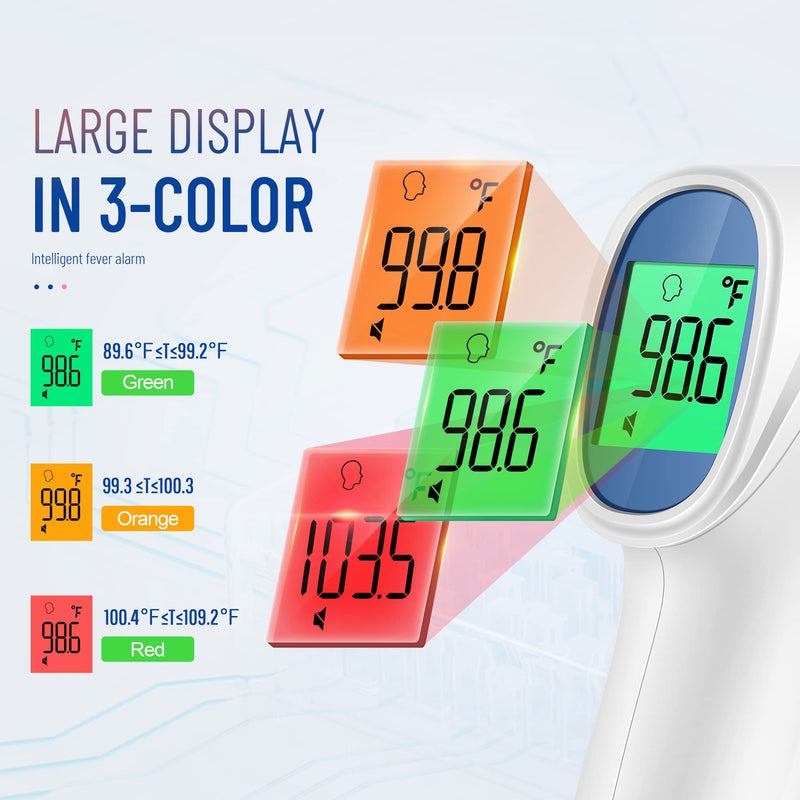 [Australia] - No-Touch Thermometer for Adults and Kids, Digital Thermometer with Fever Alarm, Fast Accurate Results, Easy for All Ages, Basal Thermometer White 