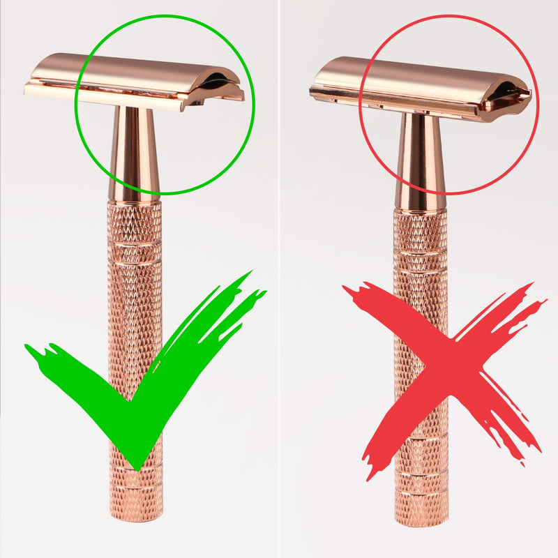[Australia] - Double Edge Safety Razor, Single Blade Razors for Women, with 10 Platinum Coated Safety Razor Blades, Reusable Metal Face Razors for Men, Sustainable Safety Shaving Razor, No Plastic, Rose Gold Rose Gold Razor 