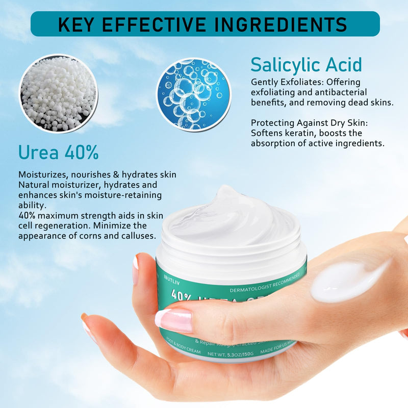 [Australia] - Urea Cream 40 Percent For Feet Maximum Strength - plus Salicylic Acid 2% Foot Cream For Dry Cracked Heels Feet Knees - Dead Skin Cuticle Callus Remover Toenail Softener - Pack of 2 2.65 Ounce (Pack of 2) 