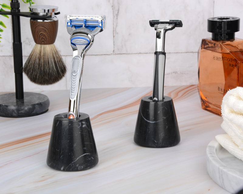 [Australia] - GMYIAK 2 pieces marble razor blade stand, opening diameter 18 mm, desk pen holder, toothbrush razor blade stand for bathroom worktops black 