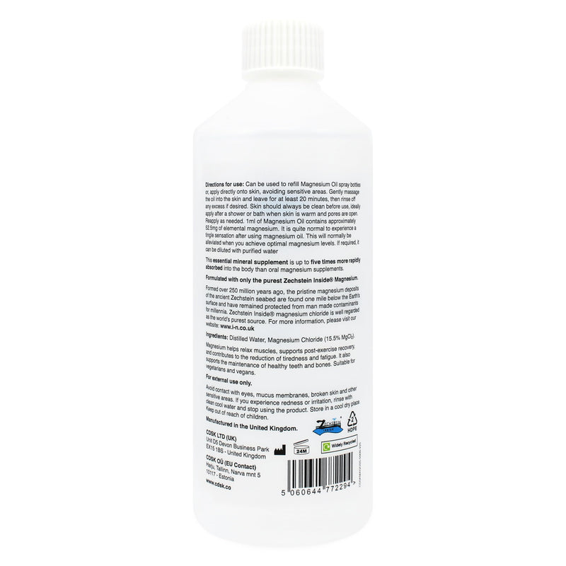 Magnesium Oil - Pure Magnesium Chloride - Ancient Zechstein Source (Sensitive Skin Formula 500ml)