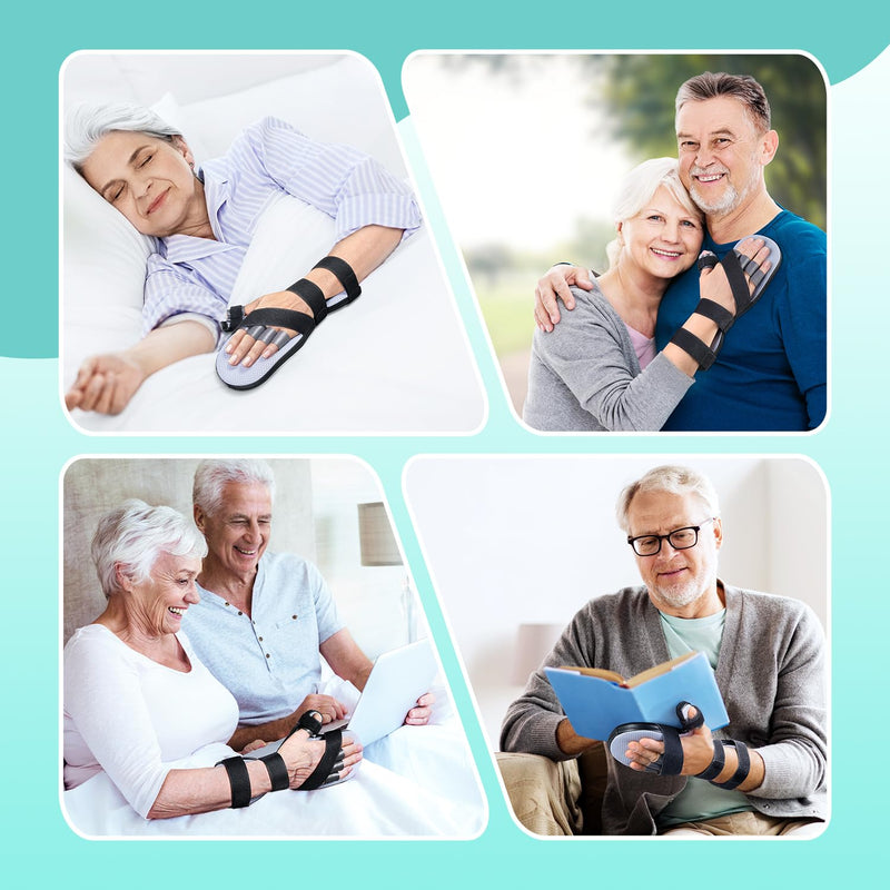[Australia] - DrFinger Upgrade Resting Hand Splint Brace for Straightening Fingers with 5 Finger Support, to Keep Fingers Straight - Right (Black) Black 