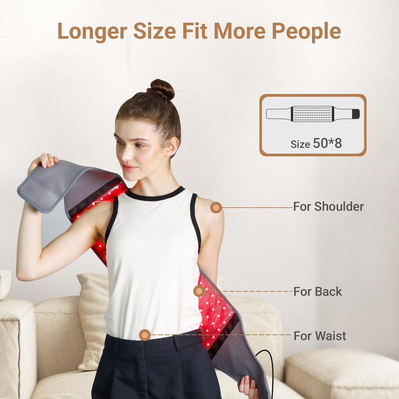 Comfytemp Red Light Belt with 126 LEDs, 660nm & 850nm, 22W(Corded) | Wearable Near Infrared Light Wrap with Timer, Home Office Use, Wasit Belly Birthday Gifts for Women Men Mom Dad Gray