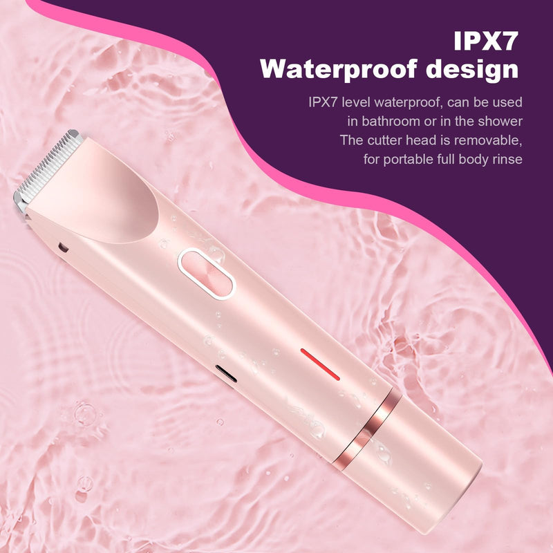 [Australia] - Glow Aura Womens Shaver 2 in 1, Bikini Trimmer for Women, Painless Hair Removal for Face,Body Waterproof Wet & Dry Use Body Hair Trimmer (Pink) Pink 