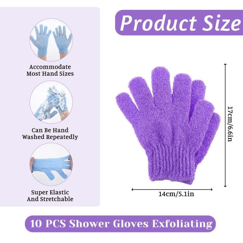 [Australia] - Molain Pack of 10 peeling gloves, peeling gloves, exfoliating gloves, washing gloves, bathing gloves, body shower gloves, peeling body bathing accessories, 5 colors 