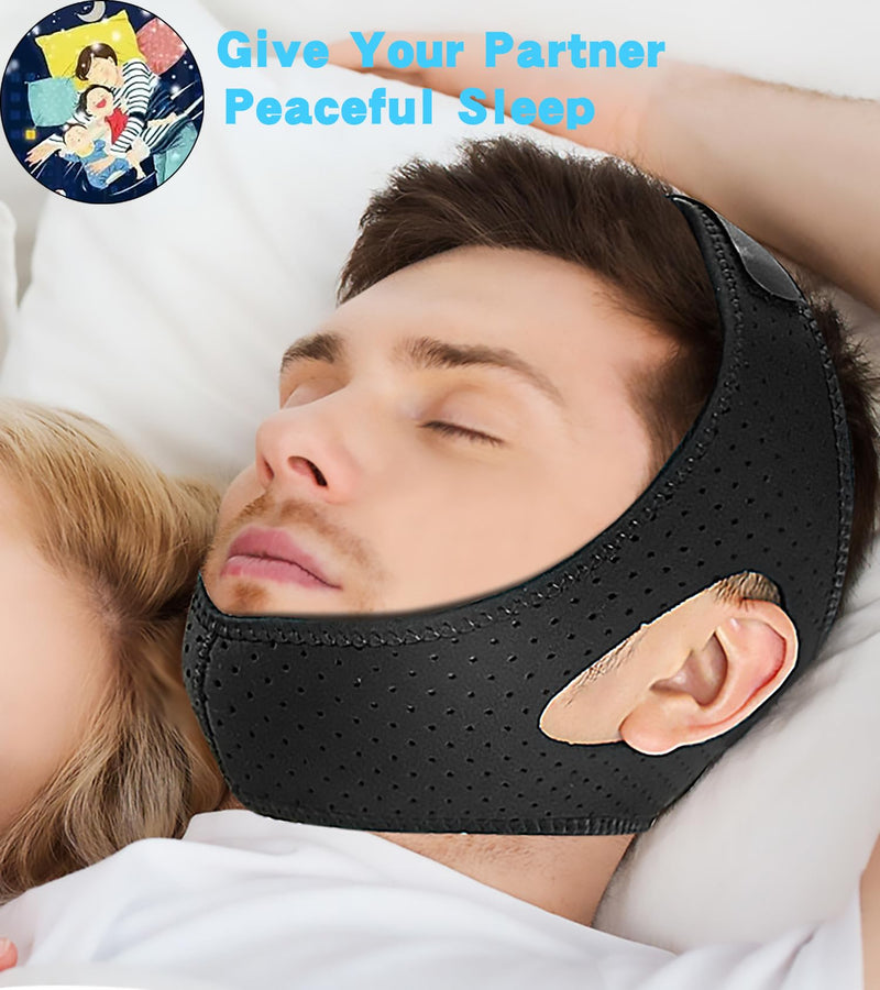 [Australia] - Anti Snoring Chin Strap，Chin Lipo Compression Garment，Post Surgical Chin Strap，Anti Snoring Devices Chin Strap for Men&Women(Black) Black 