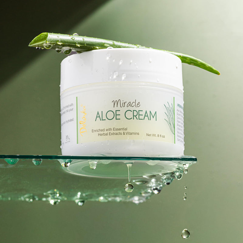 Deluvia Miracle Aloe Cream | Face & Body Moisturizer with Organic Aloe Vera | Hydrating for Dry, Itchy Skin, Problem Skin, Anti-Wrinkle, Soothes Symptoms of Psoriasis, Eczema, Non-Greasy Unscented 2 Ounce (Pack of 1)