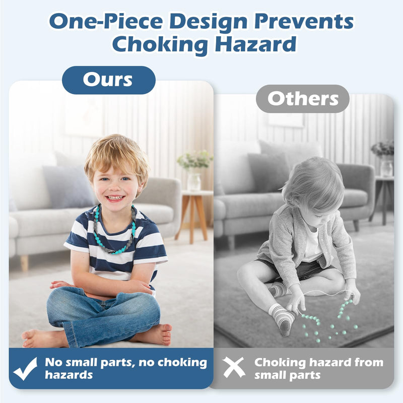 [Australia] - Chew Necklaces for Sensory Kids and Adults, Chewy Necklace Sensory Toys for Nail Biting, Silicone Necklace for Autism, ADHD, SPD, Fidget Oral Chew Toys for Boys and Girls Tie-dye Blue Green 