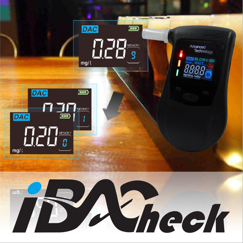 Breathalyzer Rechargeable Battery & pre-Alert Function, 10 Memories Plus 12pcs Mouthpieces & can Last 200 Tests After Fully Charged. 4 Default Unit Setting (4 Color Display) multicoloured