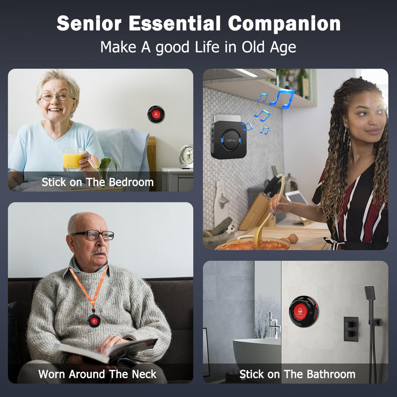 [Australia] - CallToU Caregiver Pager Wireless Call Bell Alert Button for Seniors/Elderly/Patients 1 Plugin Receiver 1 Waterproof Transmitter 1 receiver +1 call button 
