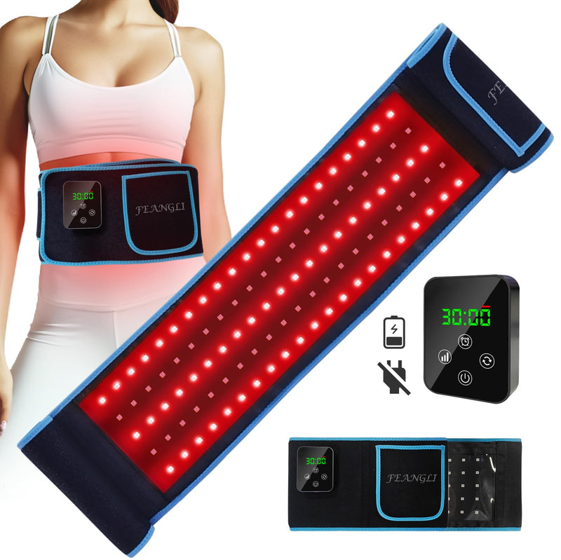 [Australia] - Red Light Therapy, Cordless Red Infrared Light Therapy Belt Rechargeable Wireless for Body Waist Back Knee Joints Pain Relief, Reduce Inflammation, Faster Healing, Ideal Gift (Upgrade) 45*4.9in 