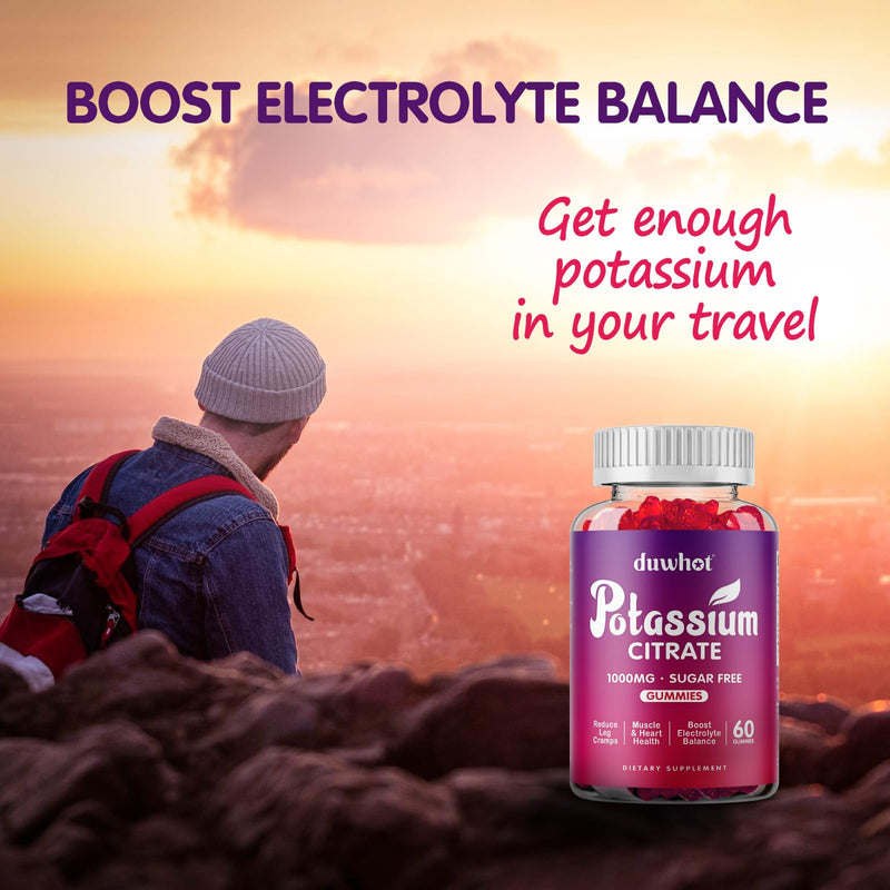 [Australia] - Potassium Citrate 1000mg Gummies, Potassium Supplement for Adults Women & Men, Support Leg Cramps & Muscle Health, 60 Chewables 1 