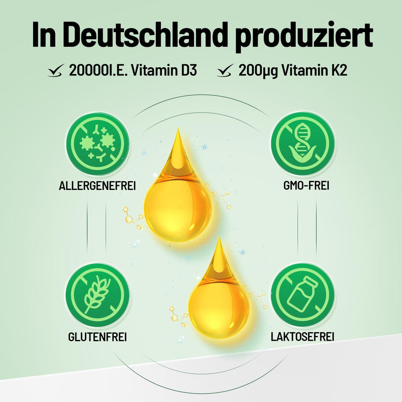 [Australia] - Vitamin D3 K2 high-dose drops - 20000I.U. + Vitamin K2 MK7 200 mcg per dose, vegetarian, without additives, produced in Germany 