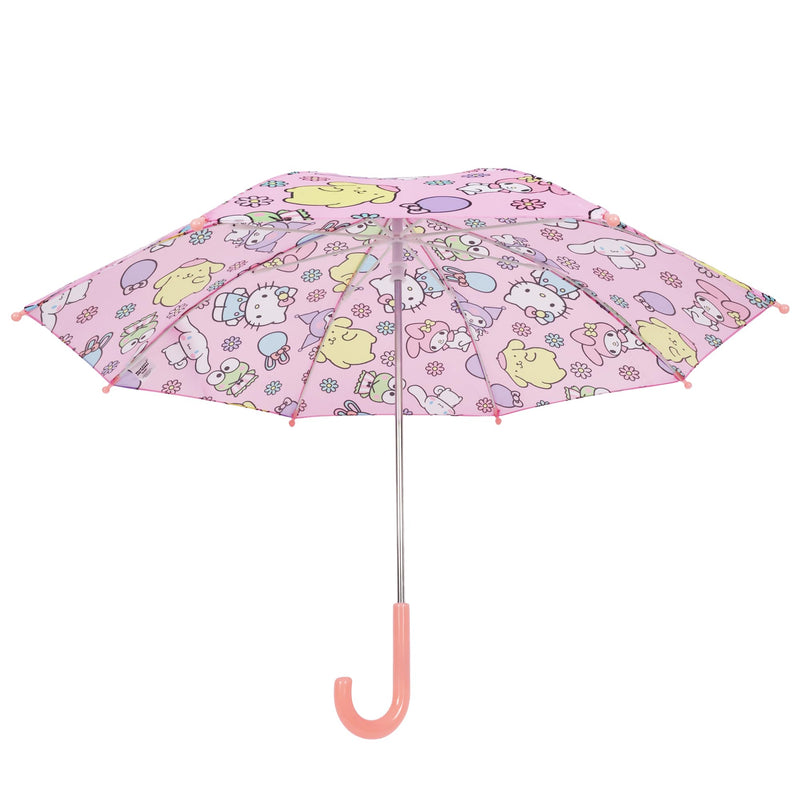 Concept One Hello Kitty Umbrella for Kids, Pink | Multi-Character, Girls with Curved Handle and Safety Tips, Cute Umbrellas for Rain