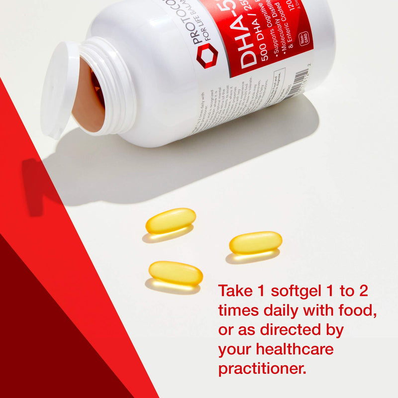 [Australia] - Protocol DHA-500 - DHA 500mg & EPA 250mg - Fish Oil Supplement - Brain Health & Support* - Easy Digestion - Non-GMO & Halal - 120 Softgels 