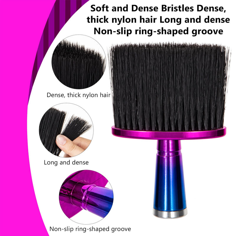 Yebeauty 4 Pack Barber Brush, Soft Neck Sweeping Duster for Cleaning Broken Hair Clipper Cleaner Haircutting Brush with Nylon Bristle Plastic Handle and Stand-up Base, Blue-Purple Gradient and Black