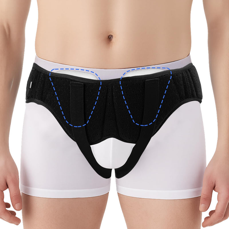 Hernia Belts For Men & Women, Comfortable Groin Hernia Support Truss for Single/Double Inguinal, Adjustable Waist Strap with 2 Removable Compression Pads, XL X-Large