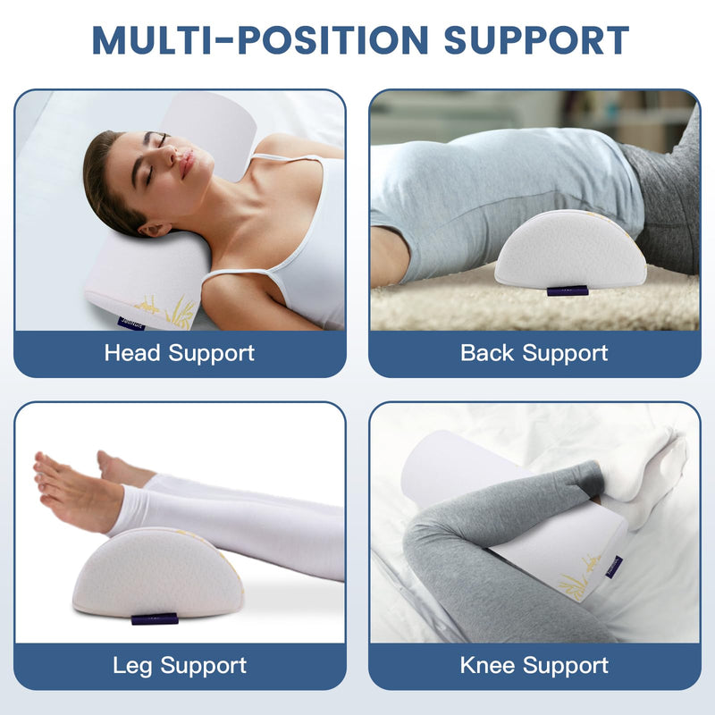 [Australia] - 2Pcs Half Moon Bolster for Head, Knees,Ankle Support, Leg Elevation Cushion - Back, Lumbar, Neck Pain Relief,Semi Roll Gel Foam Pillow for Back and Side Sleepers -Chair Seat Pillow 