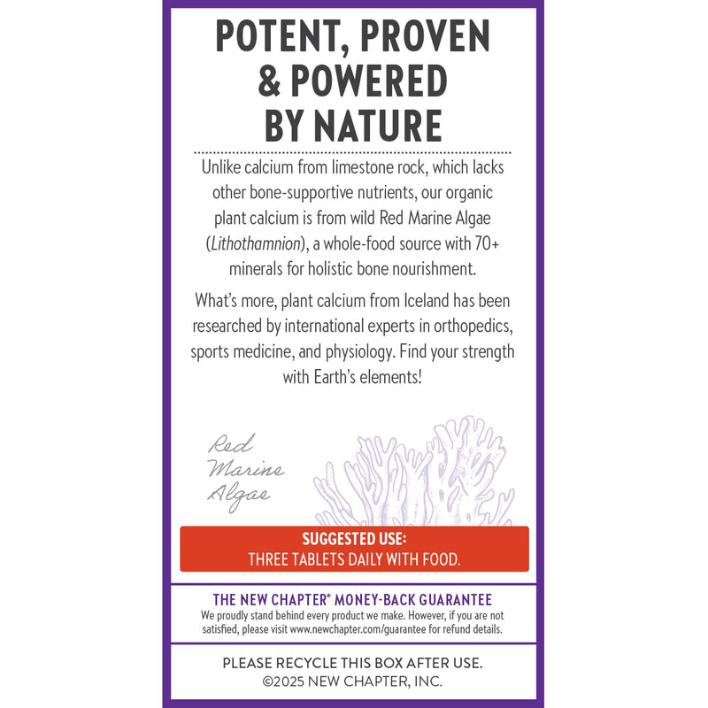 New Chapter Bone Strength Take Care - Bone & Heart Health Supplement - Clinically Studied Plant Calcium from Red Marine Algae - Vegan, Organic, Gluten Free & Kosher - 120 Slim Tablets 120 Count (Pack of 1)