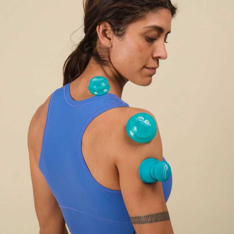 [Australia] - Dual Style Silicone Massage Cupping Therapy Set with All Natural Balm, Mixed 4 or 6 Packs with case (6 Pack, Clear Teal Glide Cups) Clear Teal Glide Cup 6 pack mixed sizes 