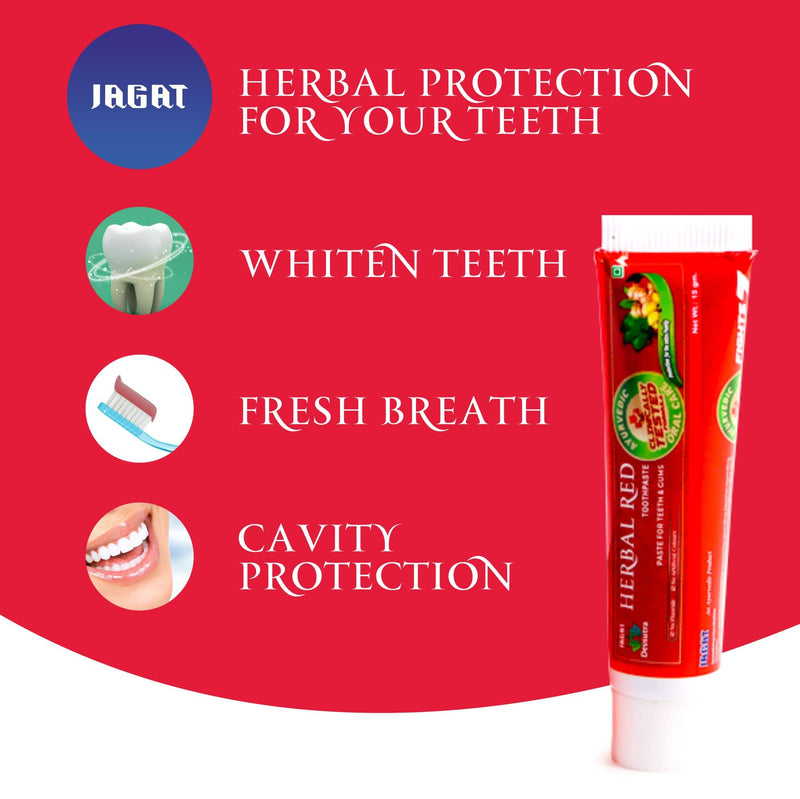 [Australia] - Jagat Herbal Red Toothpaste for Fresh Breathe, Doctor Recommended Natural Ayurvedic Toothpaste, Organic 100% Natural Teeth Whitening, Fluoride Free & Protects Gums, Vegan - Pack of 4 Red-Toothpaste (Pack of 4) 