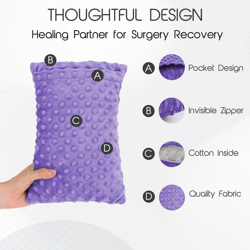 [Australia] - Abdominal Surgery Pillow with Pocket, Hysterectomy Pillow, Lumpectomy Recovery Pillow for Women, Small Pillow for Travel (Purple) Purple 