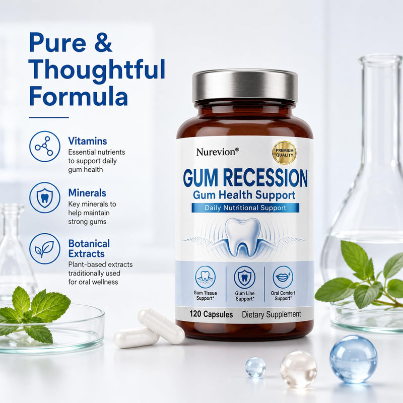 Gum Restore, Effective Repair for Receding Gums and Bad Breath, Teeth & Gum Support with Collagen, Vitamins D3, K2, CoQ10, Magnesium, Suitable for Men &Women,120 Capsules, 1 Month Supply