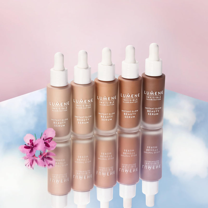 Lumene Invisible Illumination Instant Beauty Glow Serum - Sheer-Coverage Face Makeup + Brightening Serum - Infused with Nordic Algae and Vitamin E for Instant Radiance - Universal Medium (30ml)